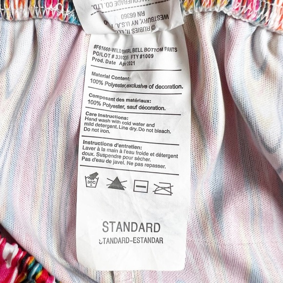 Rubies costume flared bellbottom pants psychedelic pink rainbow neon One Size OS - Picture 3 of 5